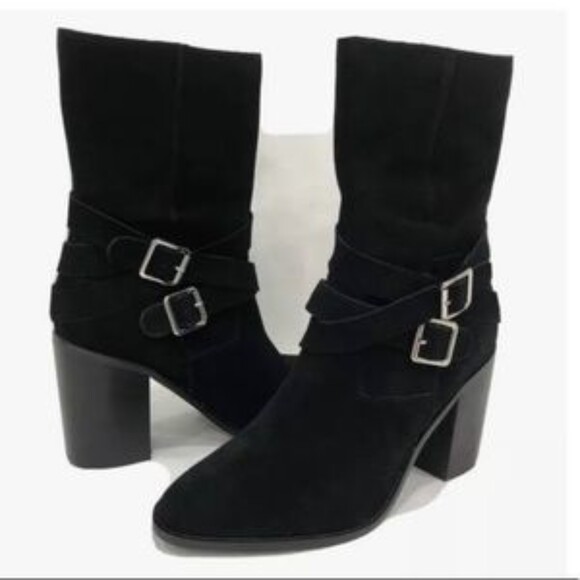 Chelsea and Violet Black Leather Heel "Vicki" Ankle/Sock Boots 6.5 - Picture 2 of 9